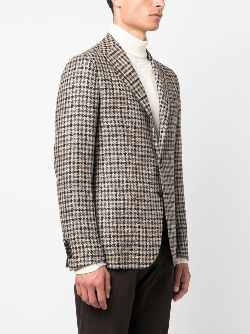 Shop Tagliatore Single-breasted Houndstooth-pattern Blazer In Green