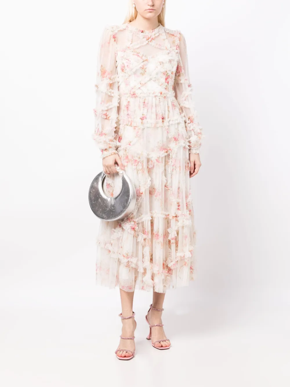 Needle & Thread Jurk met bloemenprint - Wit