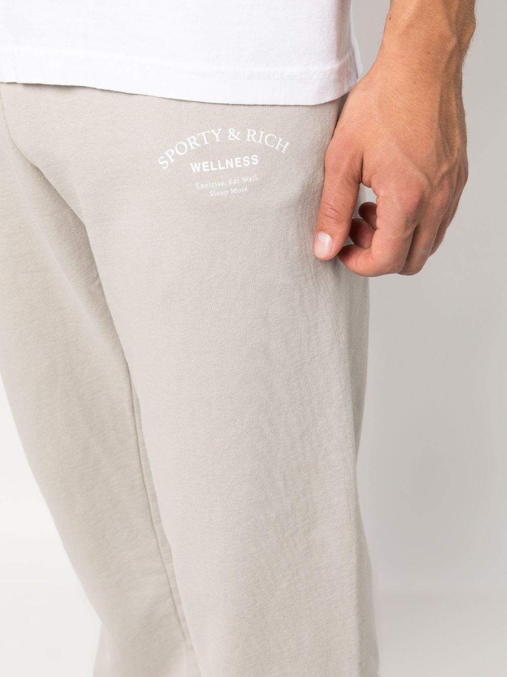 Shop Sporty And Rich Logo-print Jersey Fleece Track Pants In Neutrals