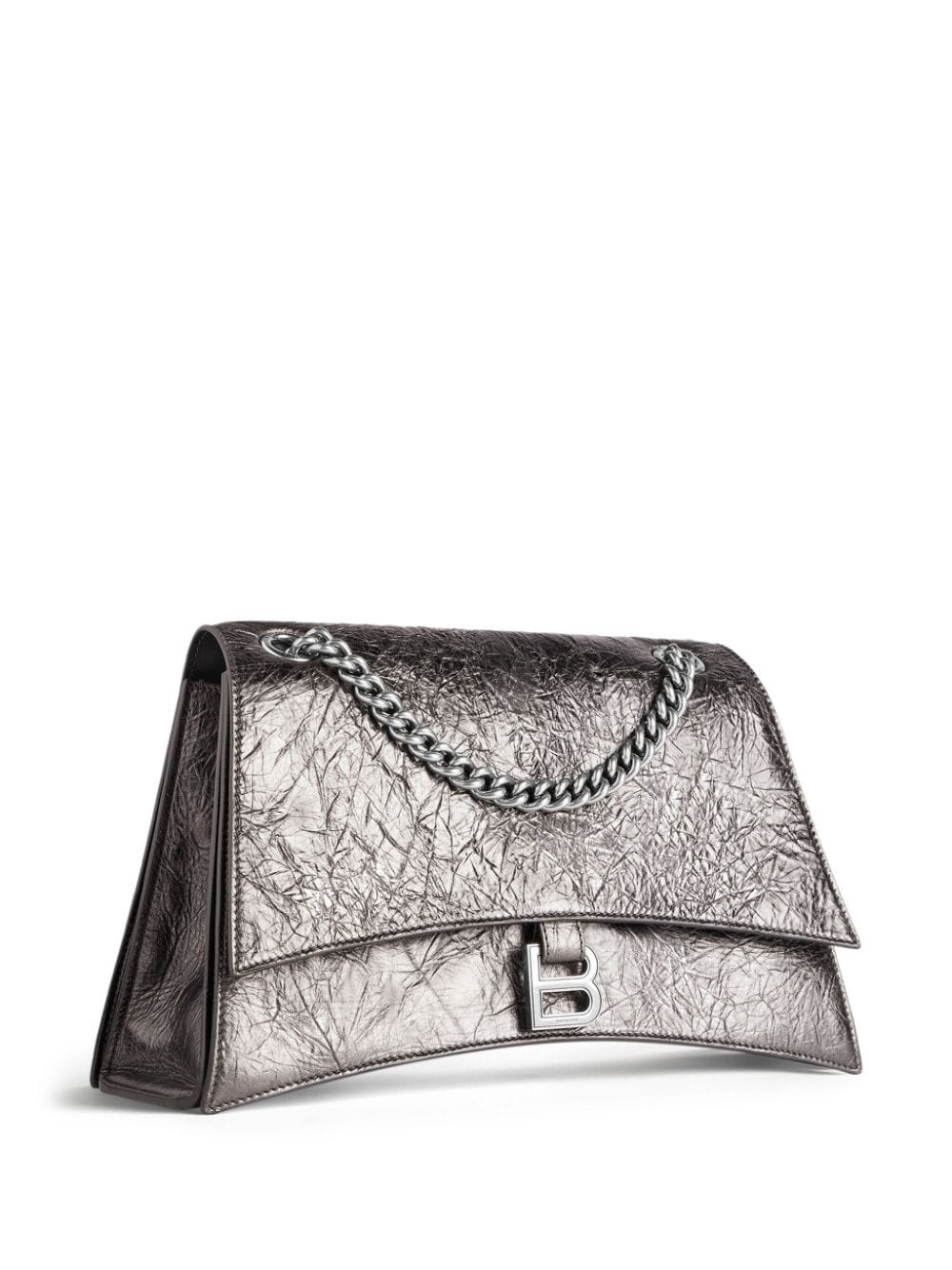 Shop Balenciaga Medium Crush Chain-strap Shoulder Bag In Grey