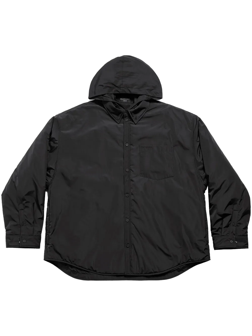 Balenciaga Hooded Shirt Jacket In Black