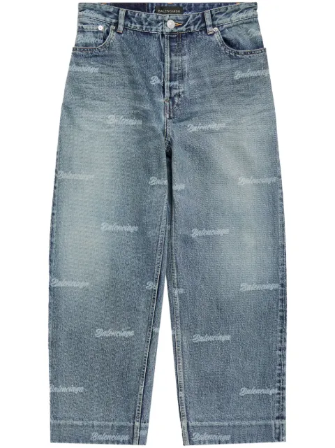 Balenciaga logo-print tapered cropped jeans 