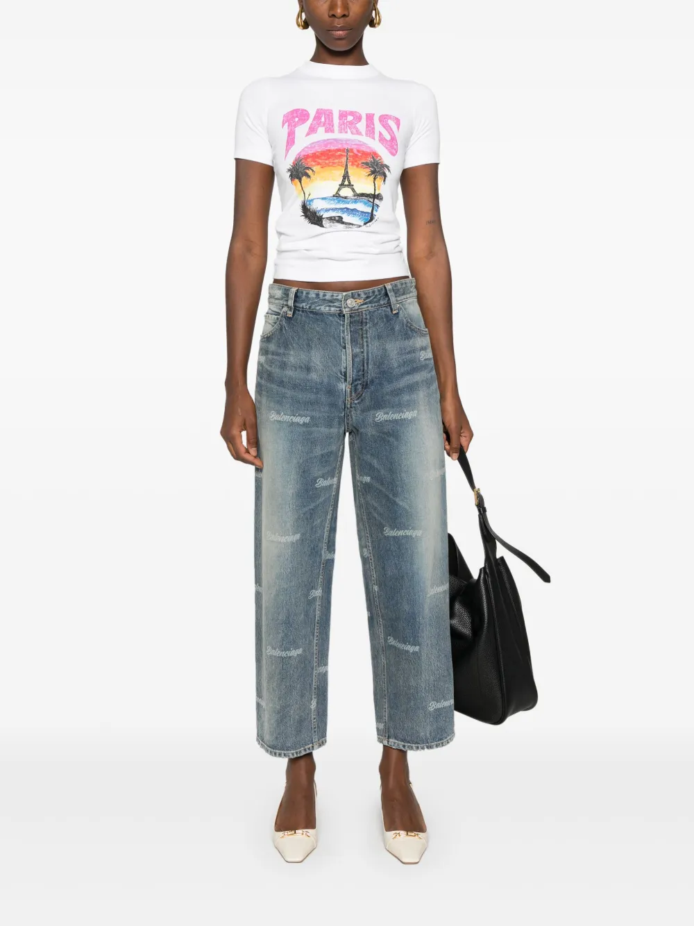 Balenciaga logo-print jeans - Blue