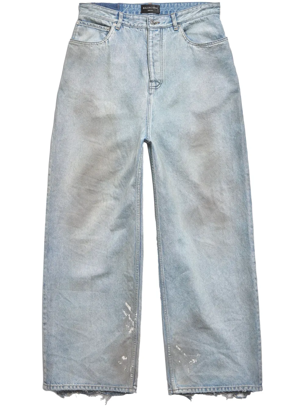Balenciaga Distressed Wide-leg Jeans In Blue