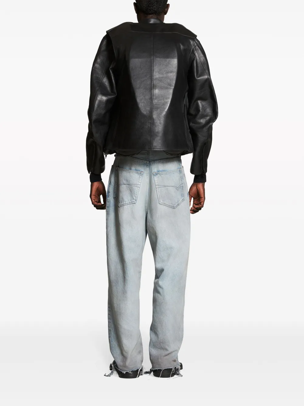 Balenciaga Distressed Wide-leg Jeans In Blue