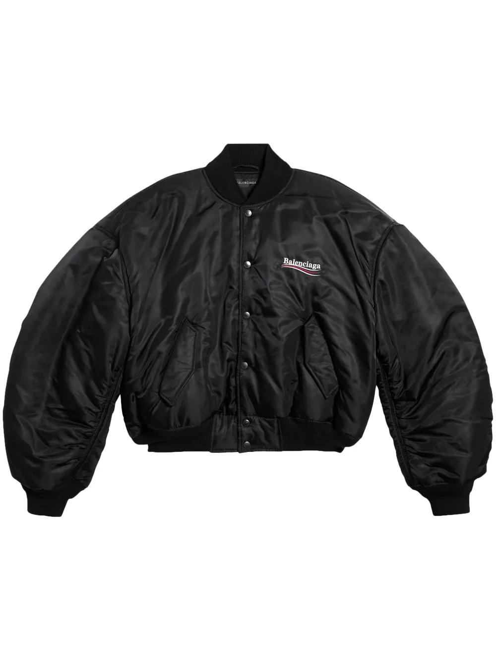 Shop Balenciaga Embroidered-logo Bomber Jacket In Schwarz