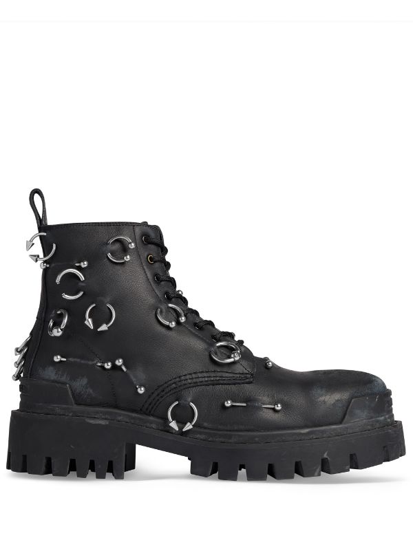 Balenciaga Strike Pierced Leather Boots - Farfetch