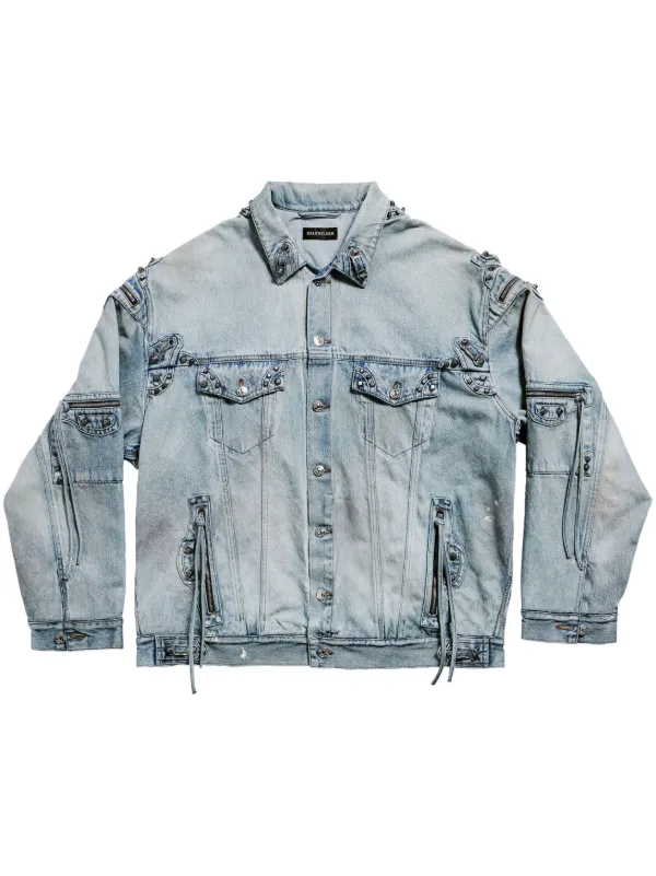 Balenciaga stud-detail Denim Jacket - Farfetch