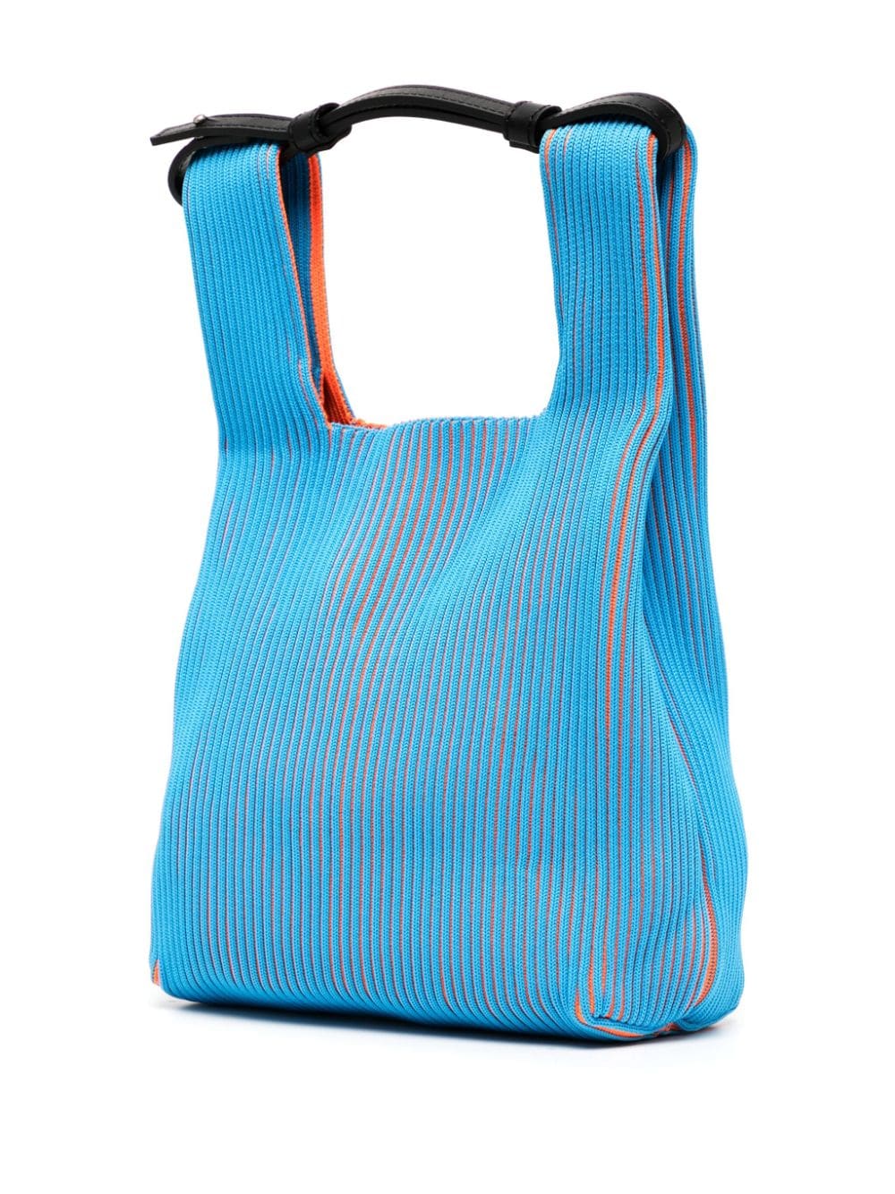 Shop Lastframe Small Okamochi Knitted Tote Bag In Blau