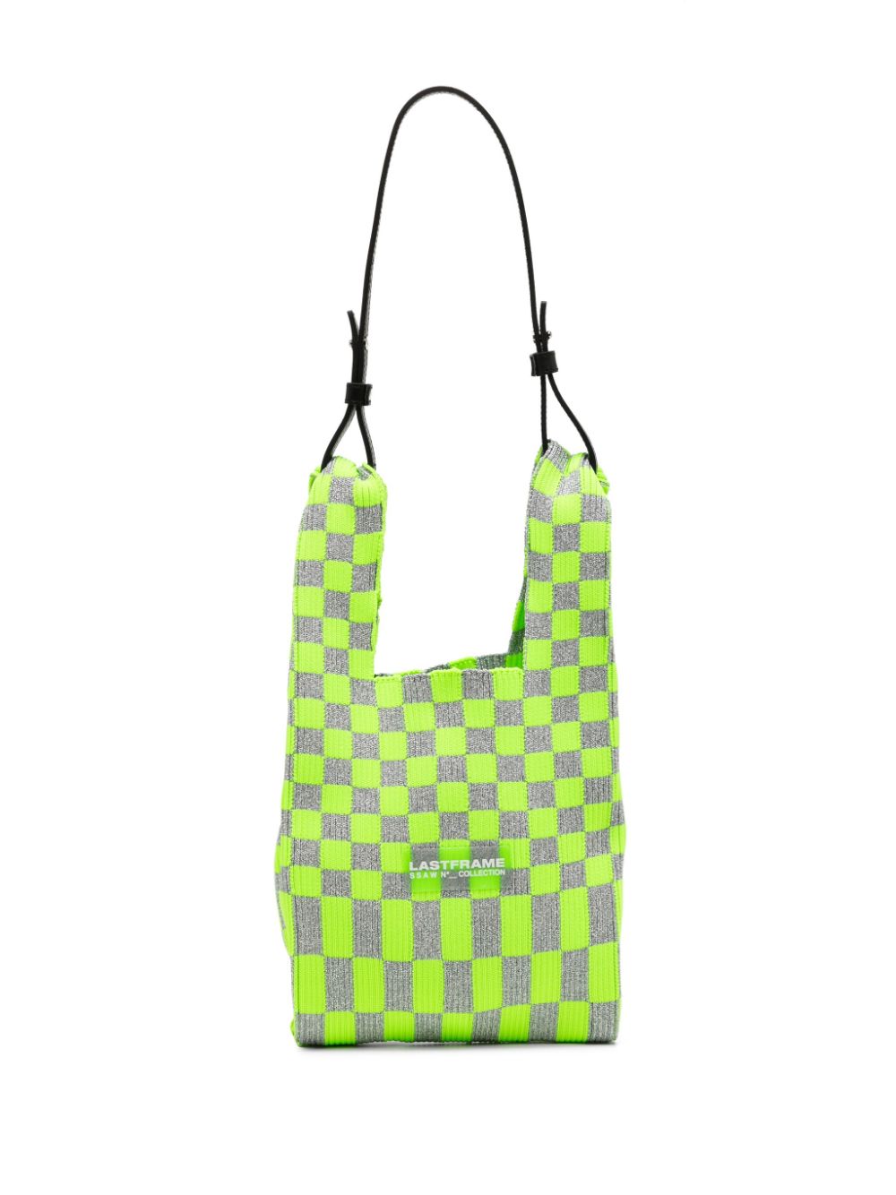 Lastframe Ichimatsu Market Knitted Shoulder Bag In Green