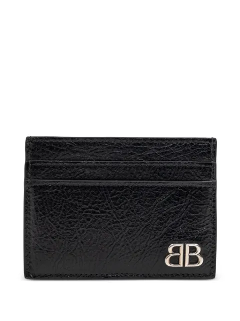 Balenciaga Portacarte Monaco con placca logo in pelle