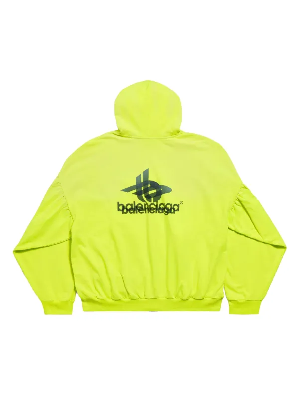 Balenciaga logo print zip up Hoodie Yellow FARFETCH