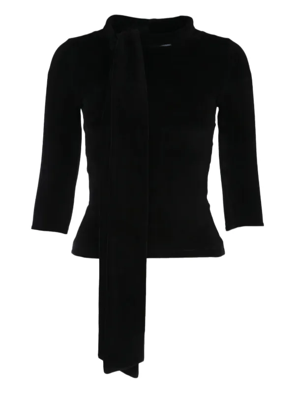 Balenciaga Scarf-detail Velvet Top in Black