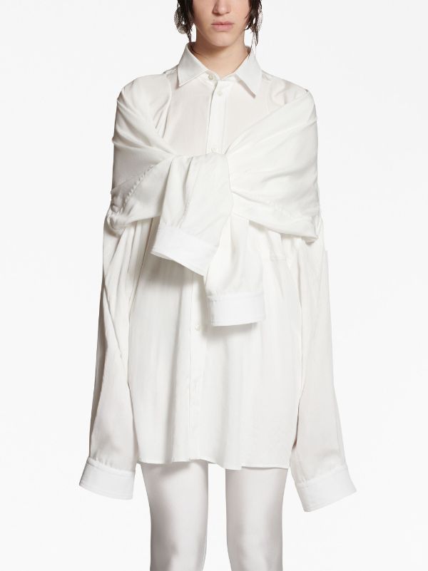 Balenciaga Knotted Sleeves Lyocell Shirt - Farfetch