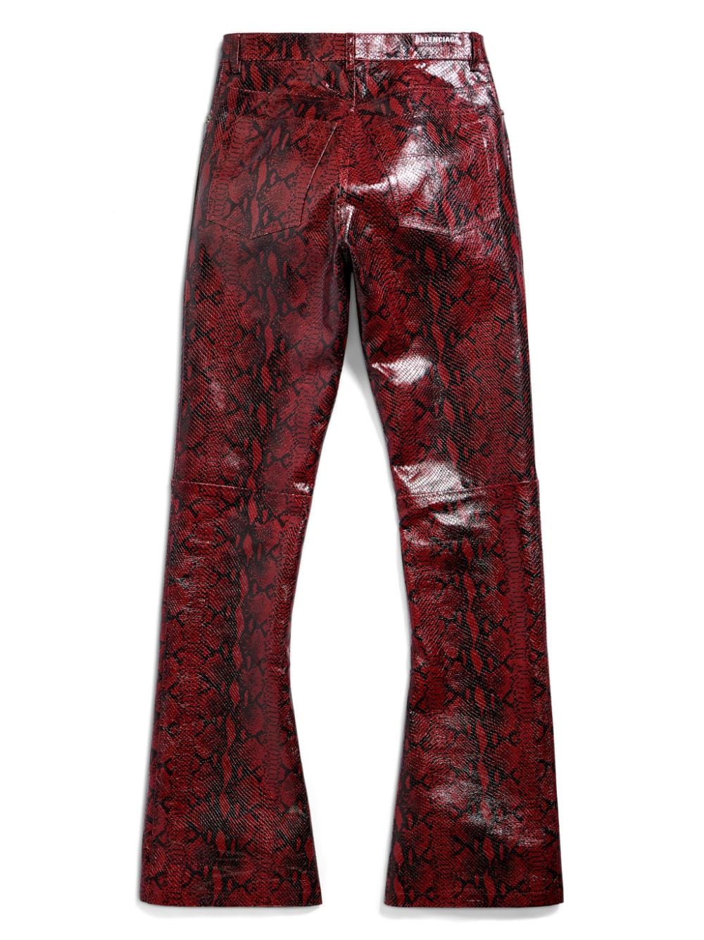 Shop Balenciaga Snakeskin-print Leather Trousers In Red