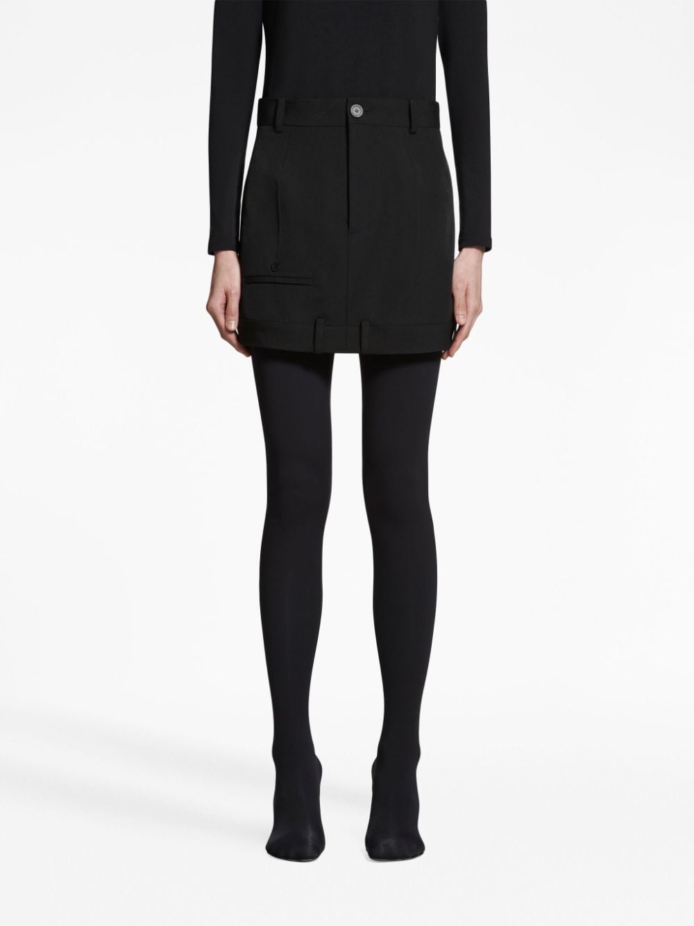 Shop Balenciaga Deconstructed Wool Miniskirt In Black