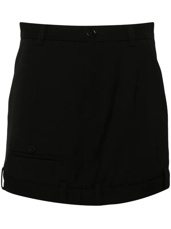 Balenciaga Deconstructed Wool Miniskirt in Black