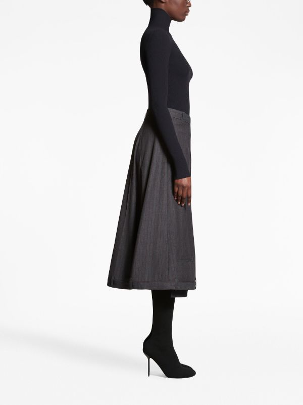 Balenciaga pinstripe-pattern Midi Wool Skirt - Farfetch
