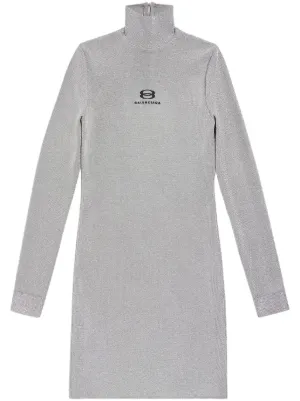 Balenciaga Crewneck Chain Dress in Pearl Grey