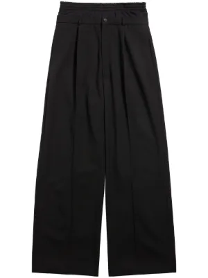 Balerno Elasticated Waist Palazzo Trousers Black Silk