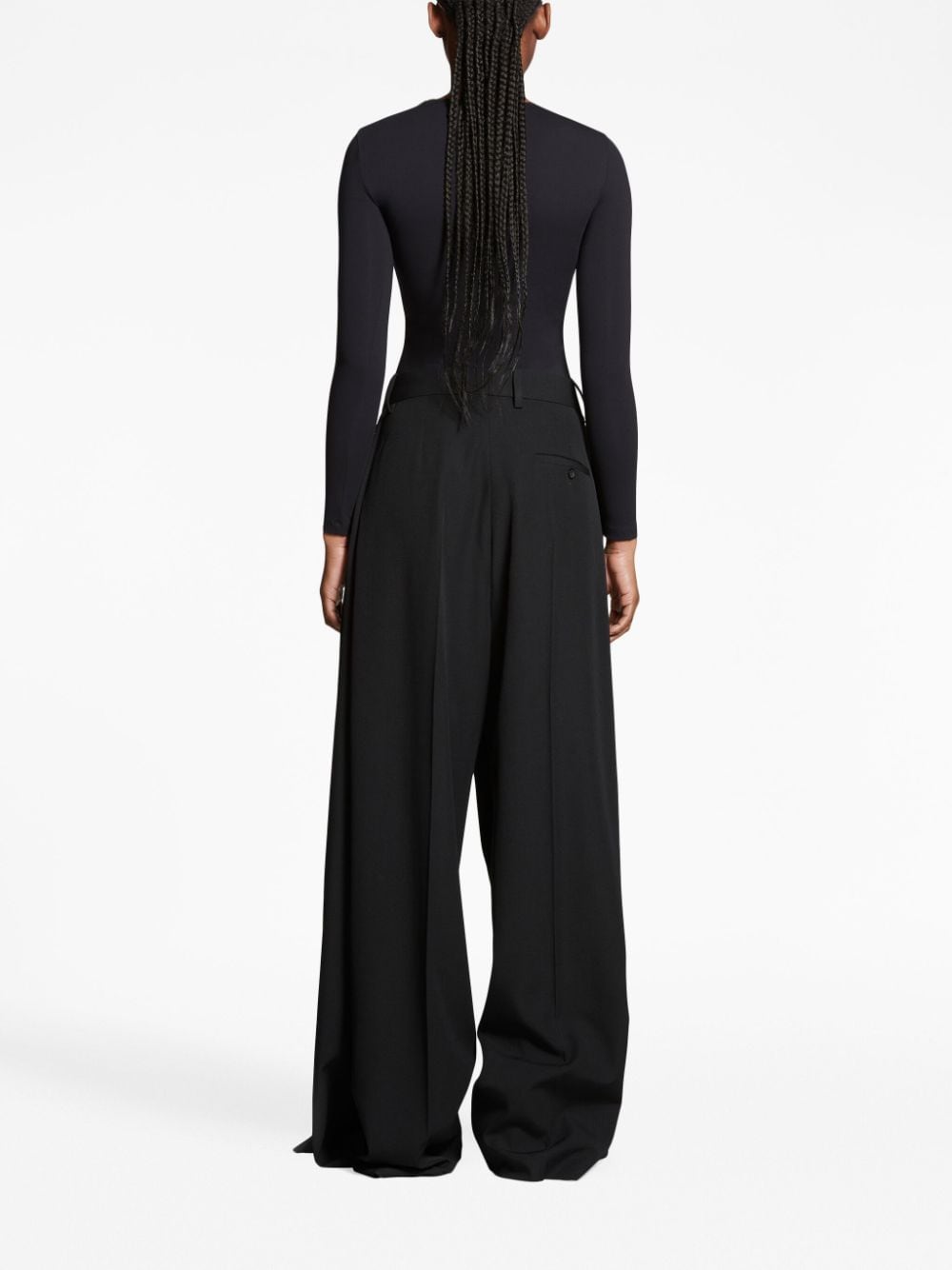 Shop Balenciaga Double Front Wool Trousers In Schwarz