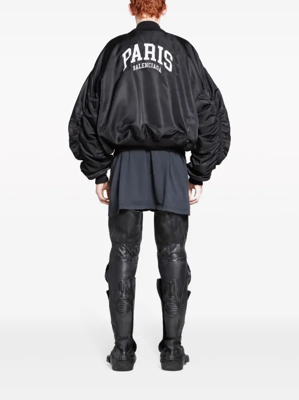 Balenciaga Paris Oversized Bomber Jacket Black FARFETCH CA