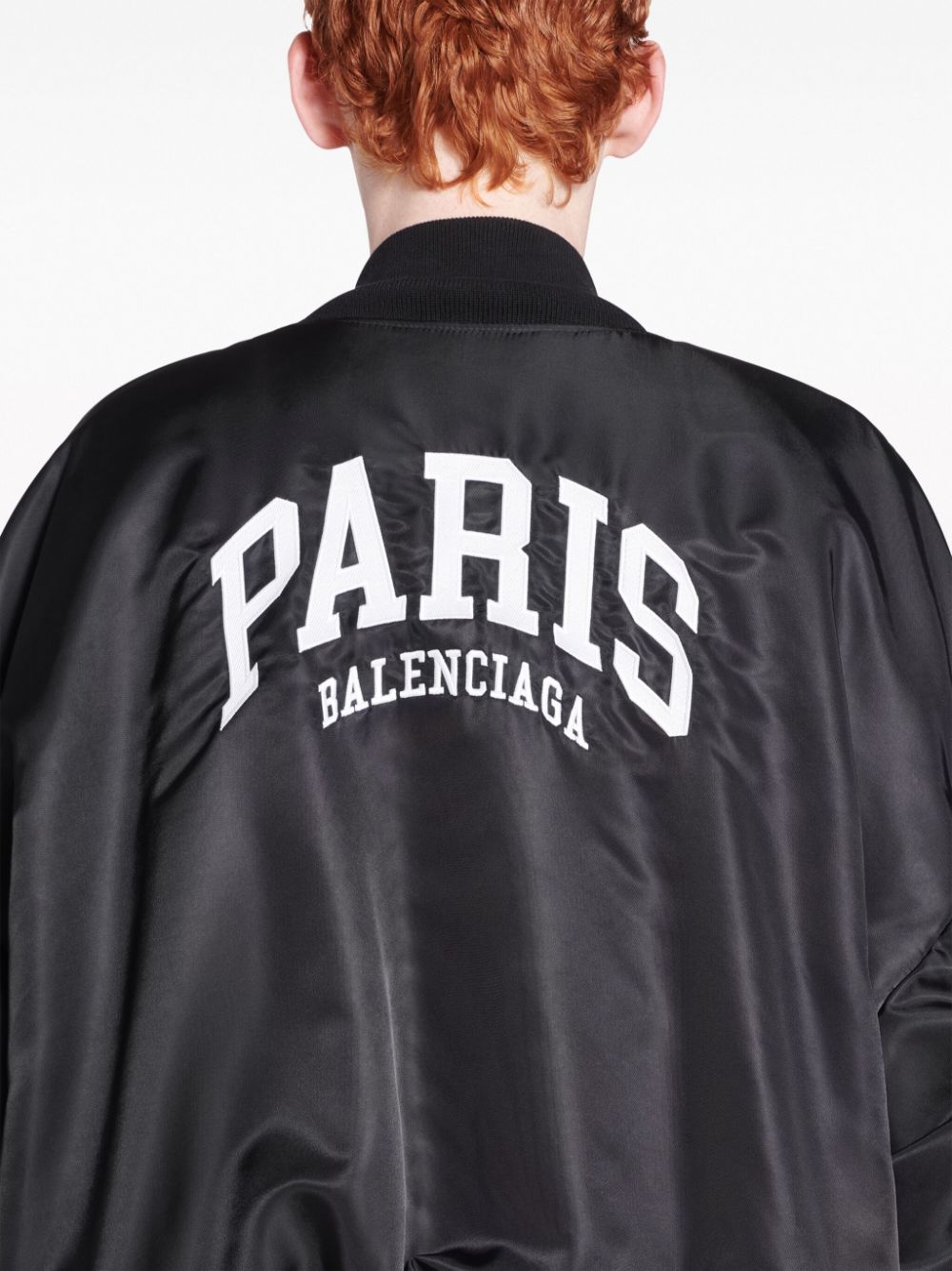 Shop Balenciaga Paris Oversized Bomber Jacket In Black