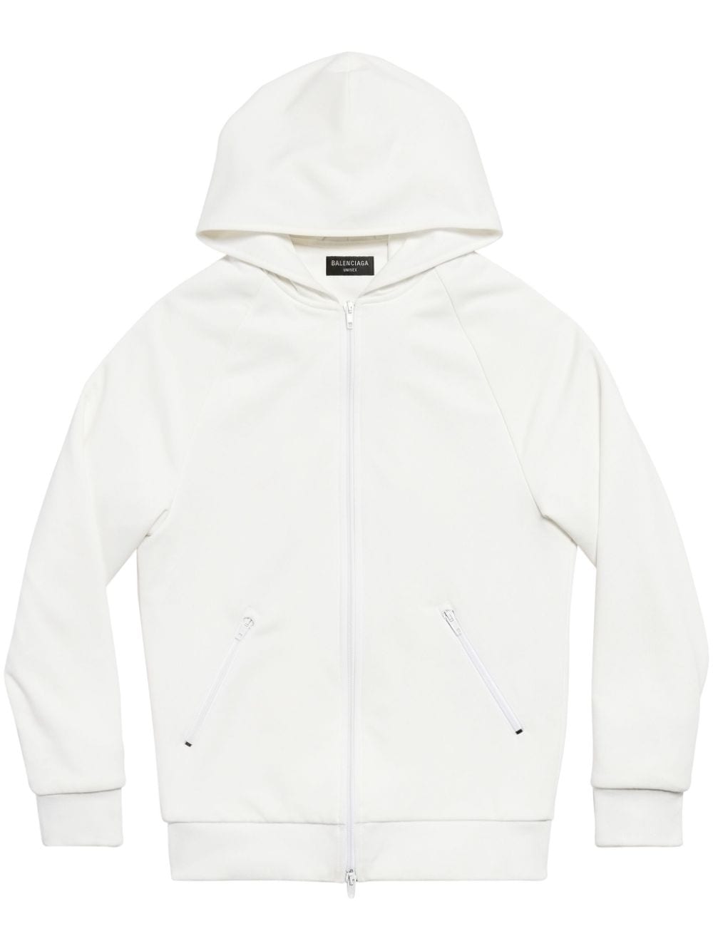 Balenciaga Logo-print Zip-up Hoodie In White