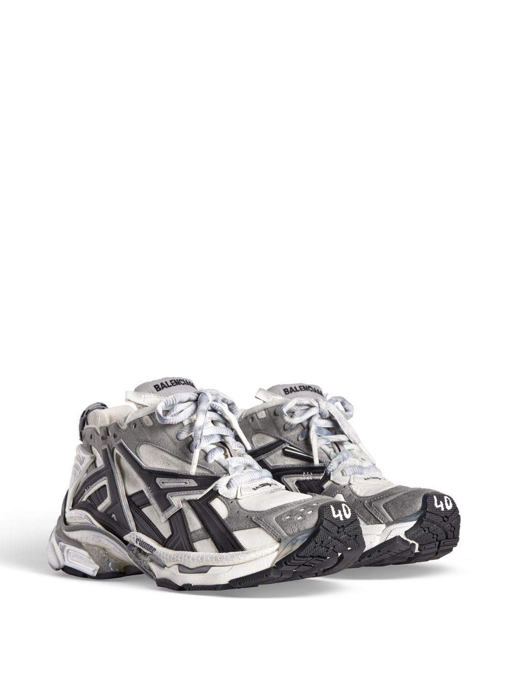 Shop Balenciaga Runner Panelled Sneakers In Grey