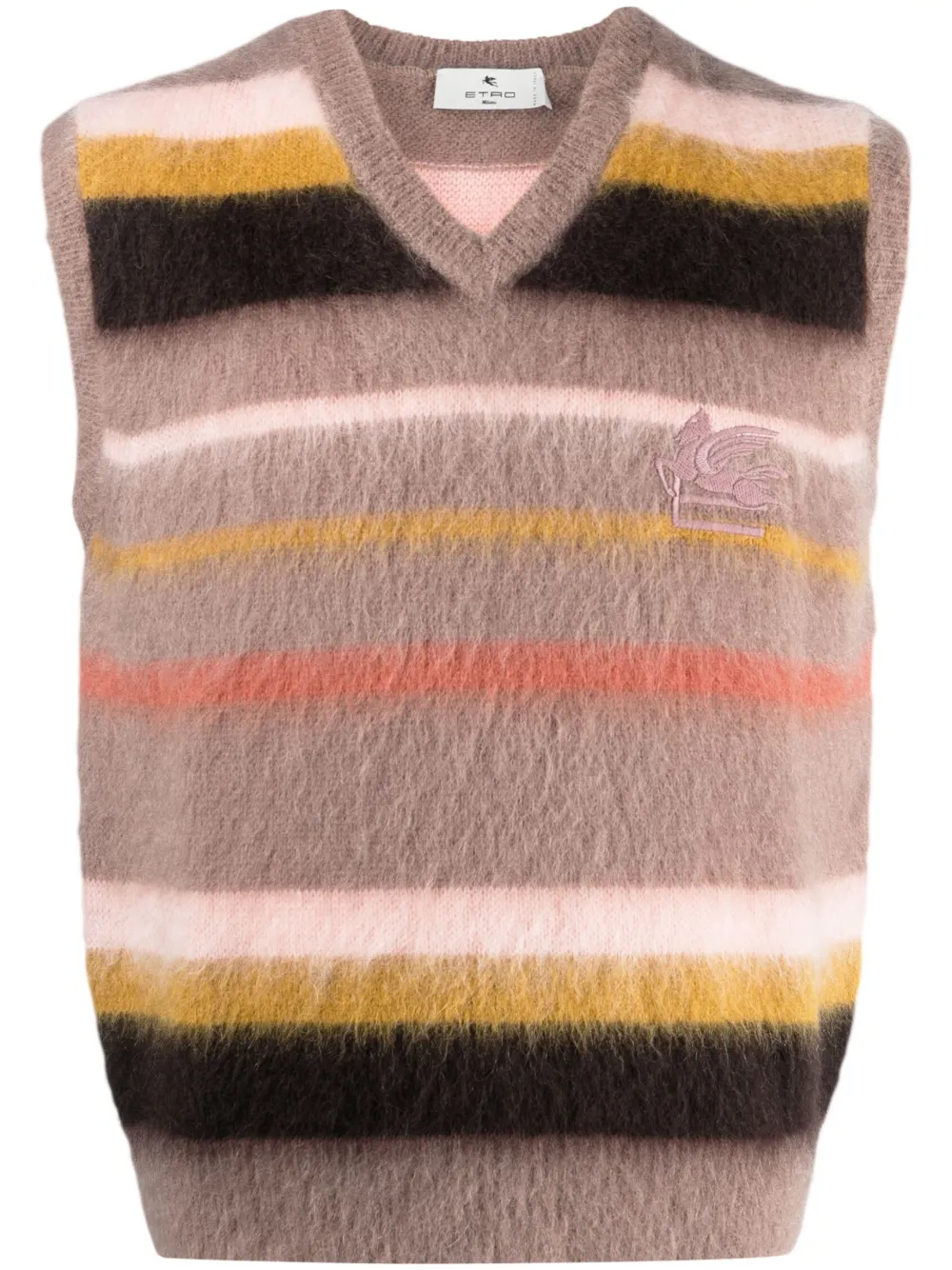 Etro Striped Mohair-blend Vest In Brown