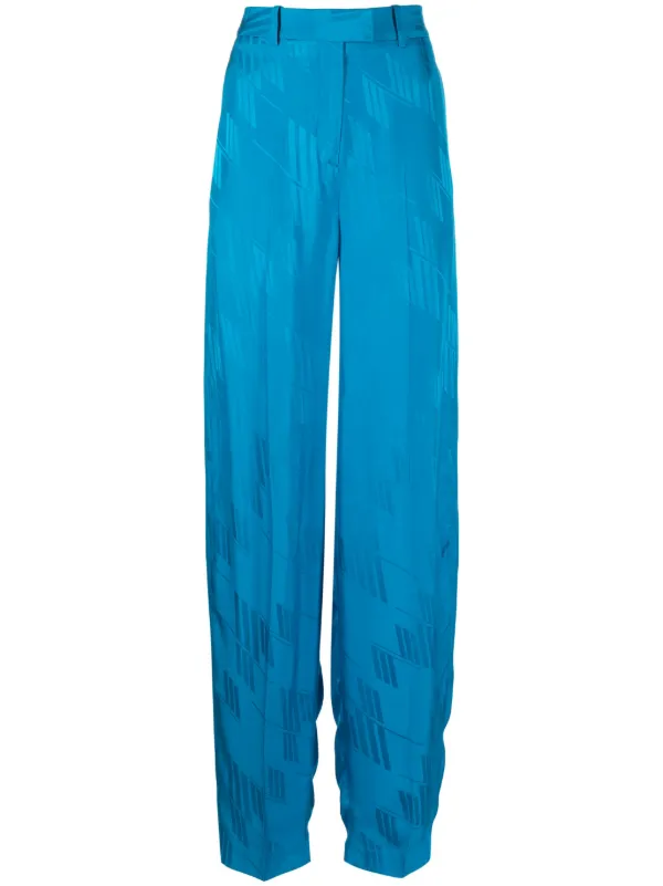The Attico Jagger Monogram Wide-leg Trousers in Blue