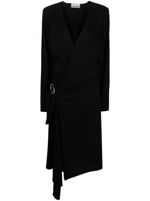 Long sleeved best sale black wrap dress