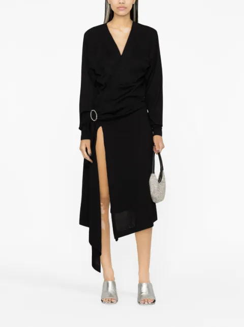 The Attico front-slit long-sleeved wrap dress 237WCM81KWV001100 - 1