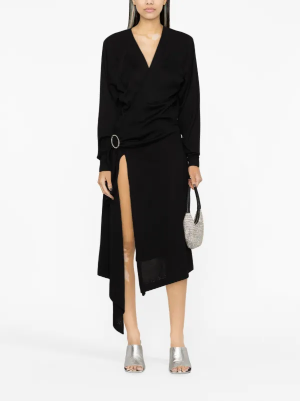 Long sleeved black deals wrap dress