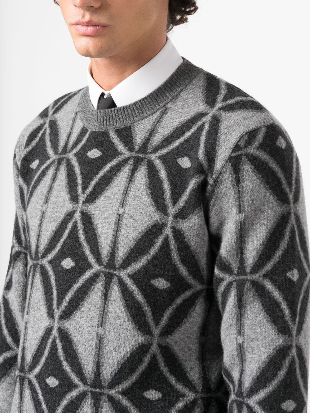 Shop Etro Intarsia-knit Wool Jumper In Grey