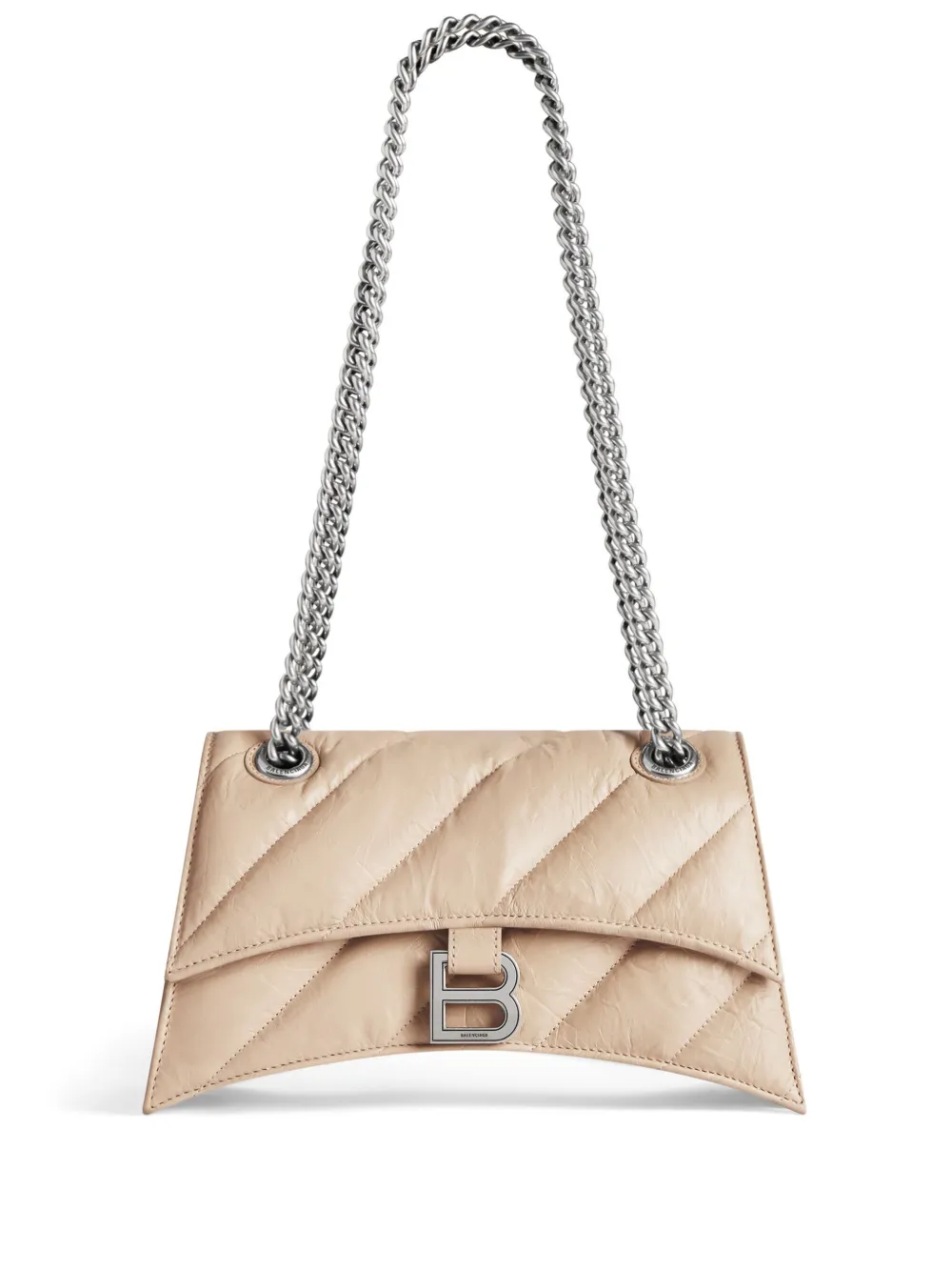 Shop Balenciaga Small Crush Chain-strap Shoulder Bag In Neutrals