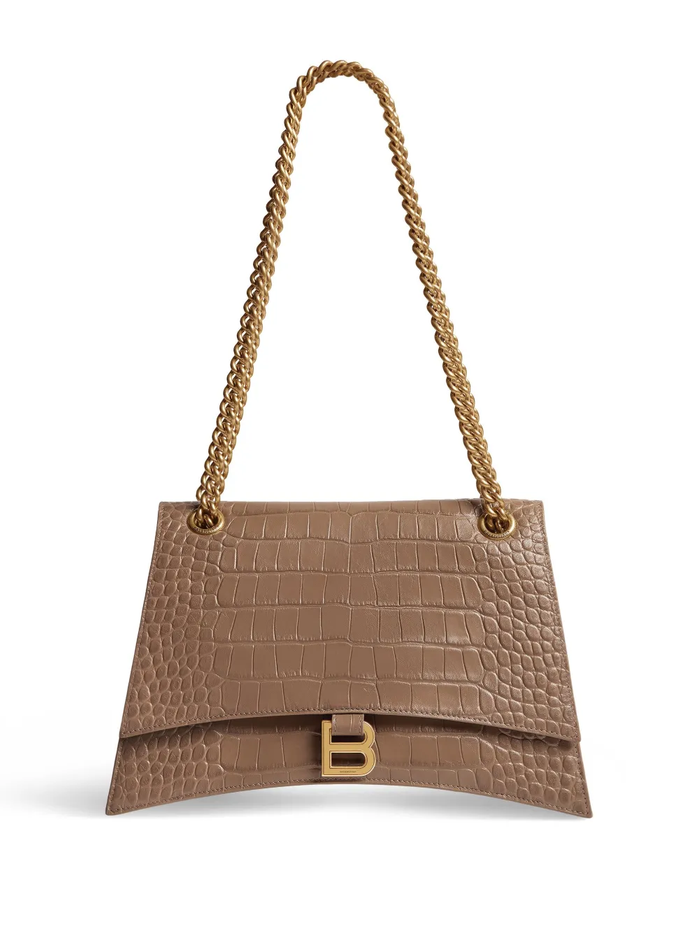 Shop Balenciaga Medium Crush Chain-strap Shoulder Bag In Neutrals