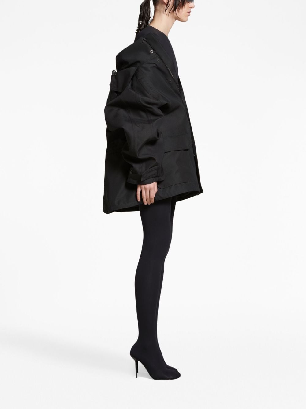 Shop Balenciaga Slouch-hood Parka Coat In Black