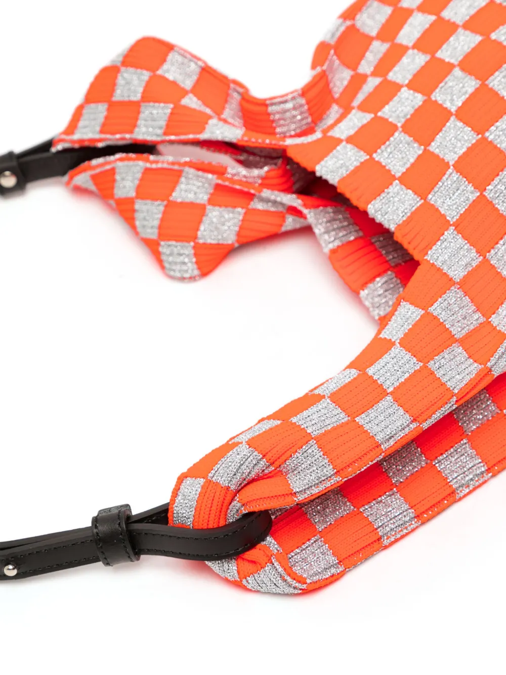 Lastframe Ichimatsu Market Knitted Shoulder Bag In Orange