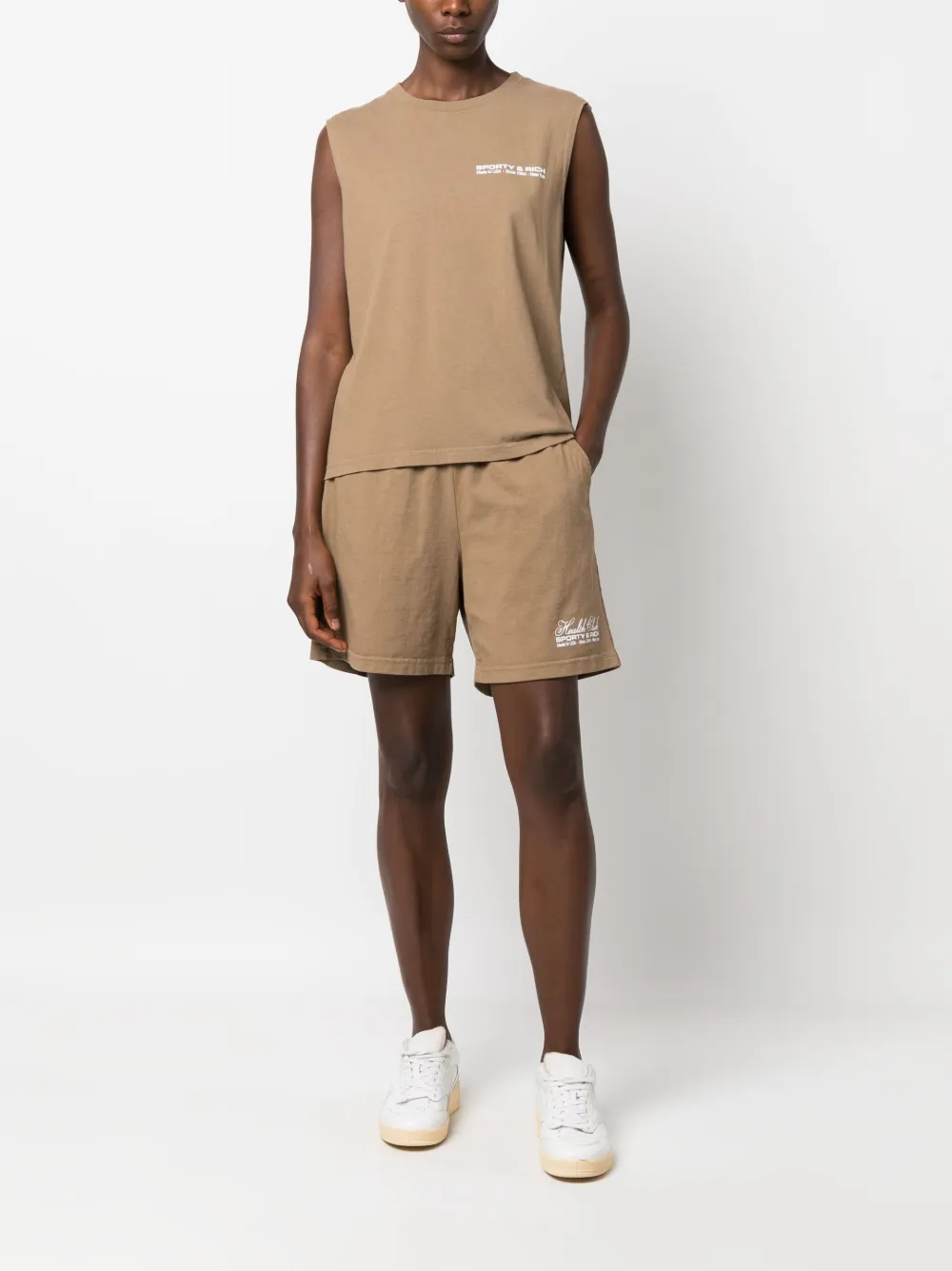 Sporty & Rich logo-print cotton tank top - Bruin