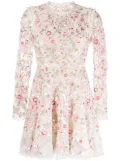 Needle & Thread floral-embroidery round-neck dress - Pink