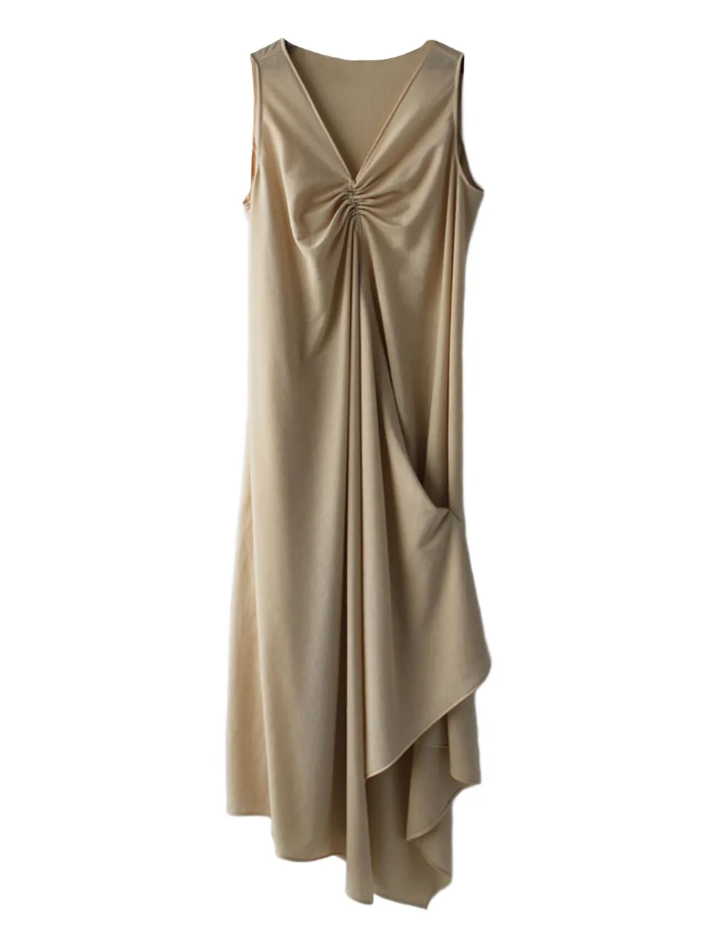 Shanshan Ruan asymmetric V-neck jersey midi dress | Neutrals | Image 1