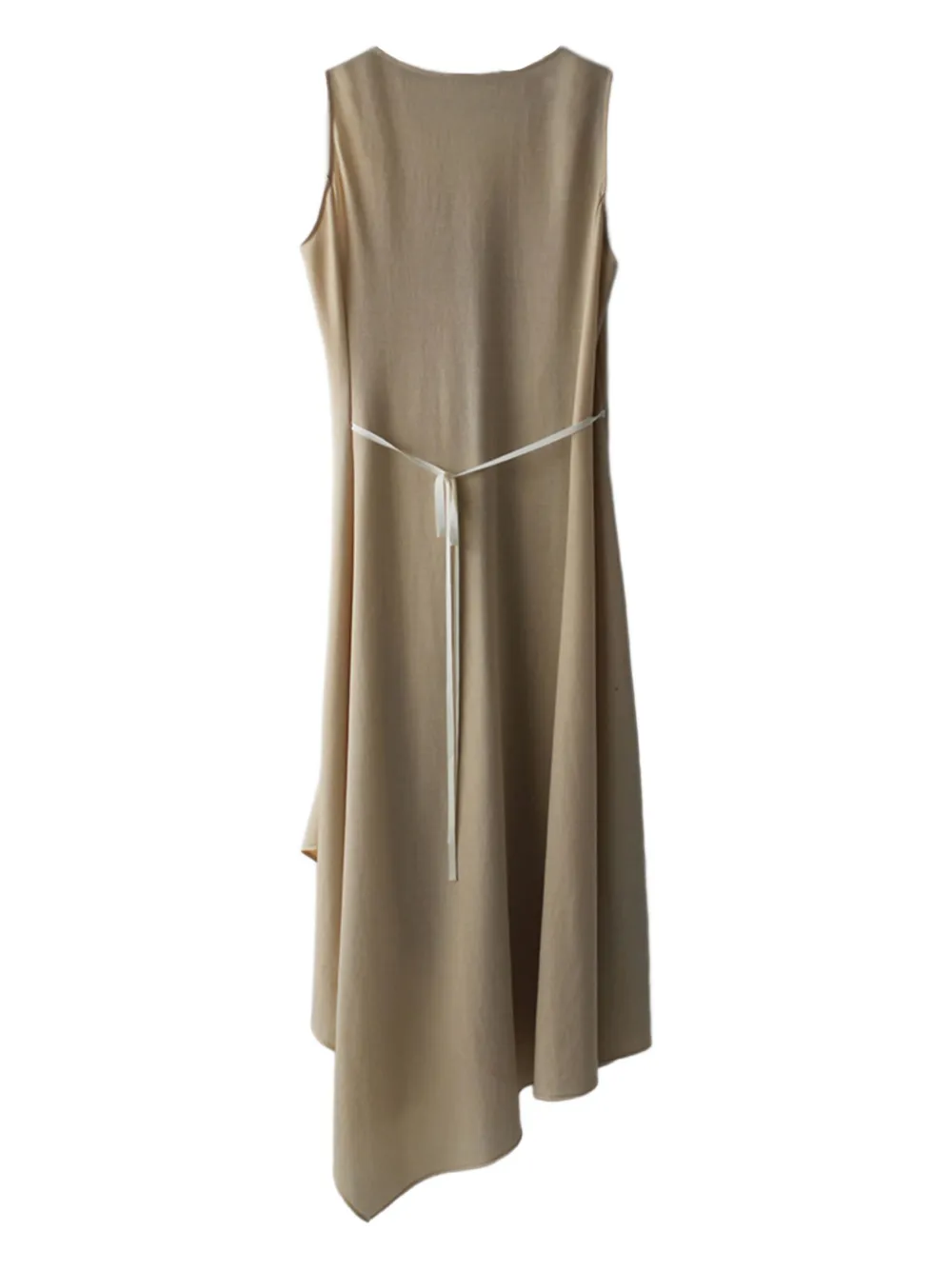  Shanshan Ruan Asymmetric V-neck Jersey Midi Dress - Neutrals 