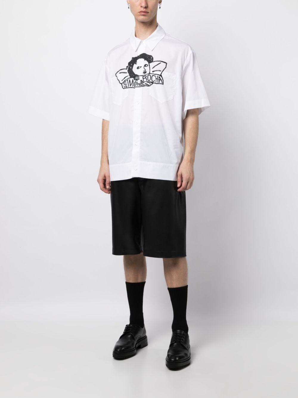 Shop Simone Rocha Graphic-print Cotton Shirt In 白色