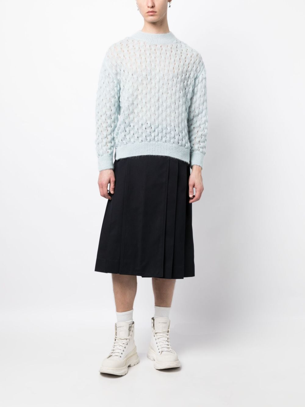 Simone Rocha open-knit mohair-blend jumper - Blauw