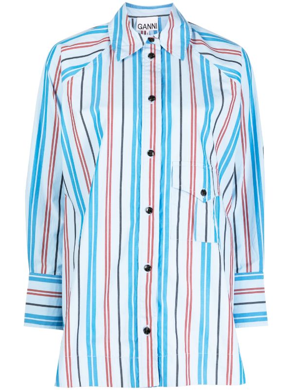 GANNI stripe-print raglan-sleeve Shirt - Farfetch