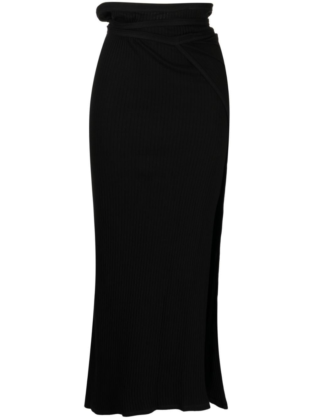 Baserange Brig Organic-cotton Wrap Skirt In Black