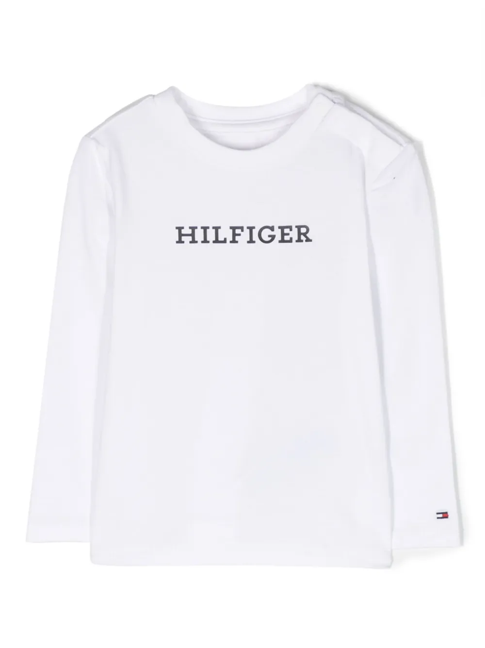 Shop Tommy Hilfiger Junior Logo-print Long-sleeve T-shirt In Weiss