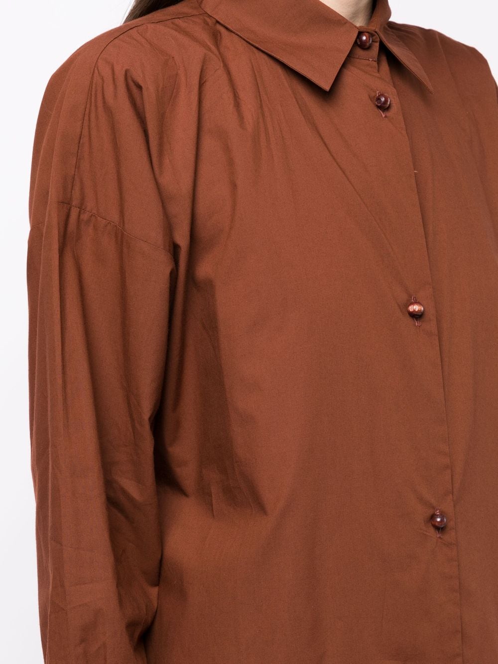 Shop Baserange Midi Cotton Shirt Dress In Brown