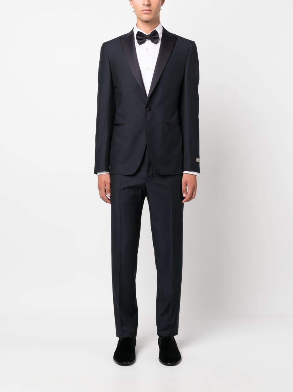 Canali satin-trim single-breasted wool suit - Blauw